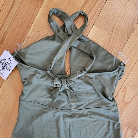 Becca by Rebecca Virtue Fine Line Tessa Crossover High Neck One-Piece Size Small - Picture 13 of 16